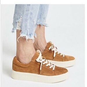 Splendid Tan Chestnut Ruth Lace Suede Sneakers